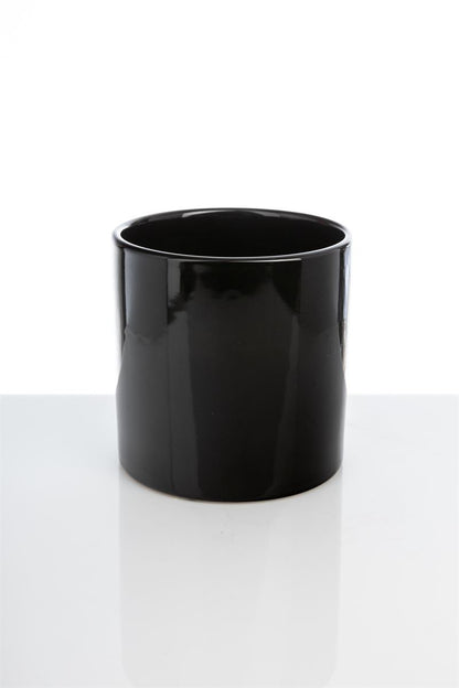 5 Inch Glossy Black Cylinder Ceramic Vase 5W x 5H -- 24 Per Case