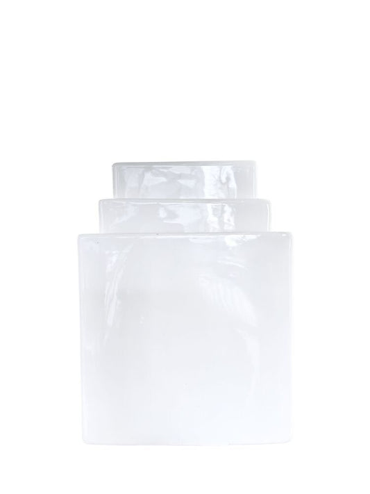 3-Piece Set White Square Ceramic Vase 7W x 7H -- 6 Per Case