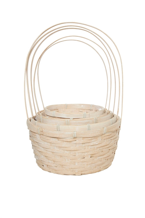 5-Piece Set Light Wood Round Basket 10W x 5H -- 12 Per Case