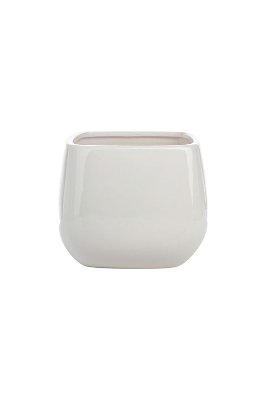 5 Inch White Cube Ceramic Vase 5W x 5H -- 24 Per Case