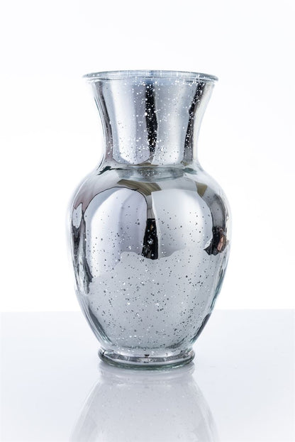 11 Inch Mercury Silver Ginger Glass Vase 6W x 11H -- 6 Per Case