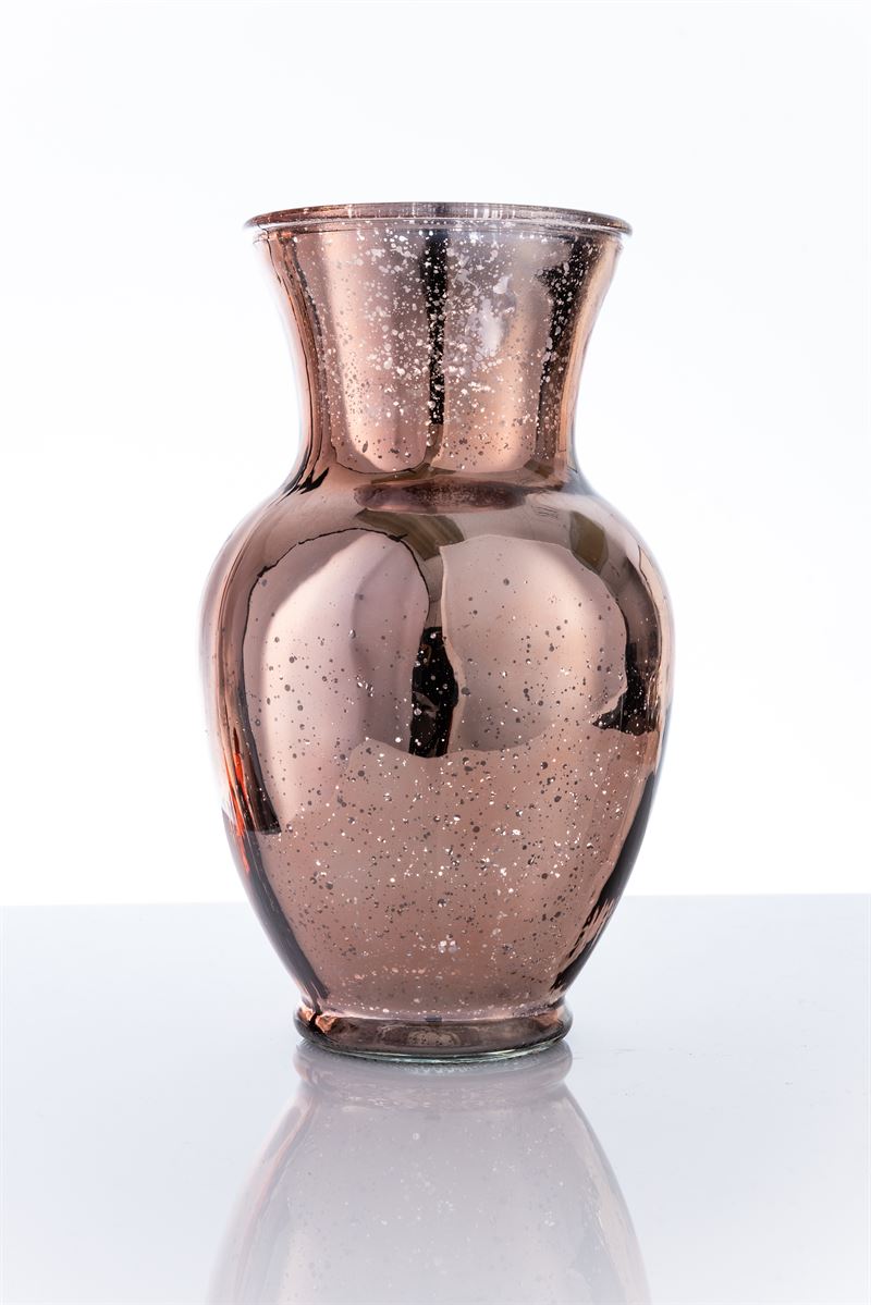 11 Inch Mercury Rose Gold Ginger Glass Vase 6W x 11H -- 6 Per Case