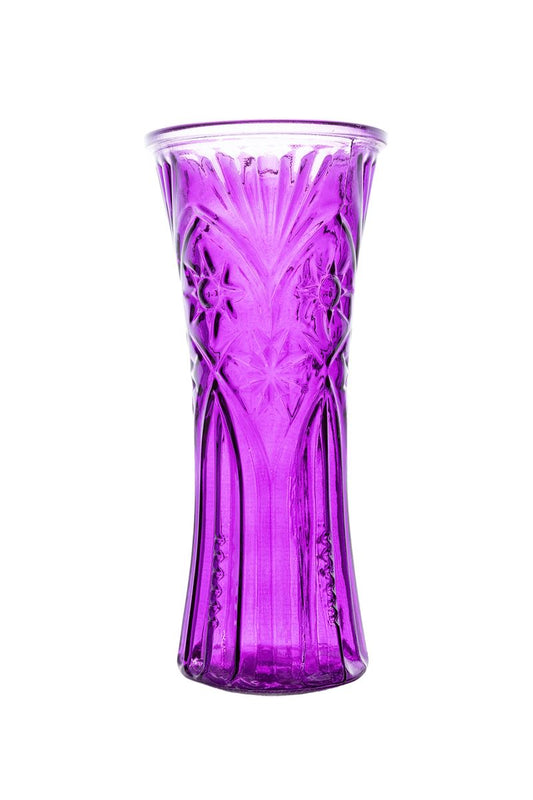 11.5 Inch Purple Textured Hour Glass Vase 5.25W x 11.5H -- 20 Per Case