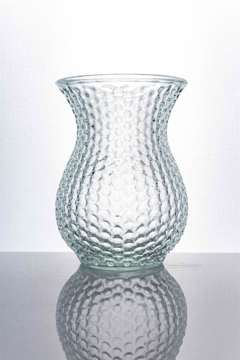 7.5 Inch Clear Belly Glass Vase 5.5W x 7.5H -- 12 Per Case