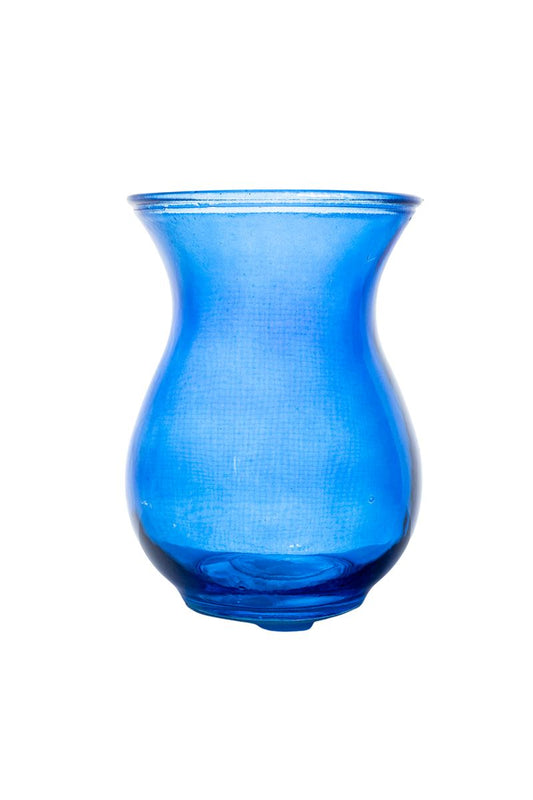 7.5 Inch Dark Blue Belly Glass Vase 5.5W x 7.5H -- 12 Per Case