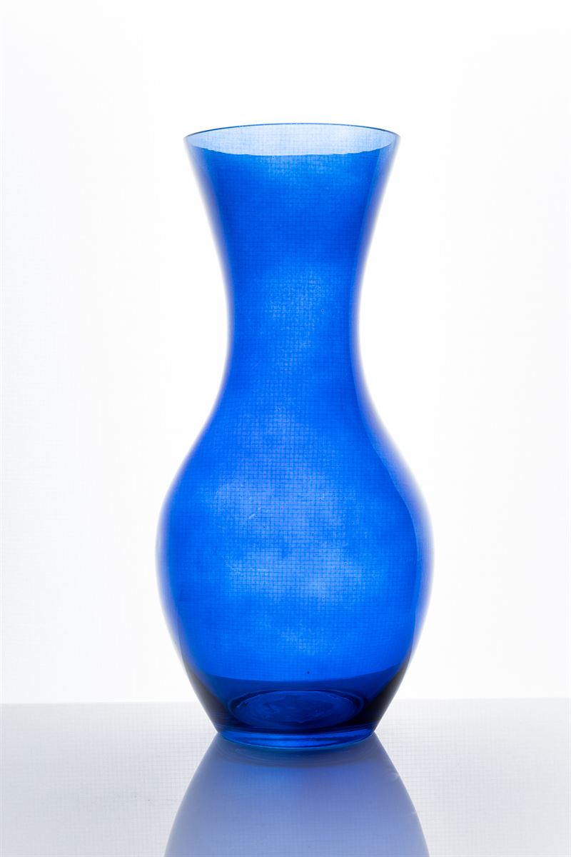 14 Inch Blue Belly Glass Vase 5W x 14H -- 6 Per Case