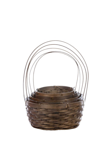 5-Piece Set Brown Round Basket 10W x 4H -- 20 Per Case