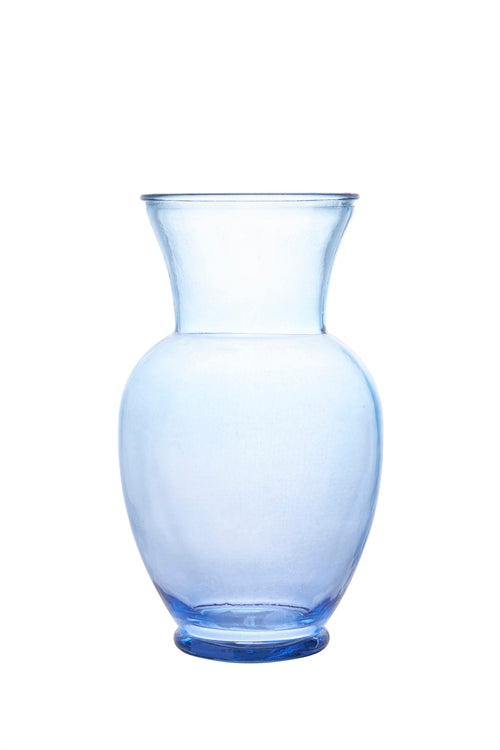9 Inch Light Blue Belly Glass Vase 4W x 9H -- 24 Per Case