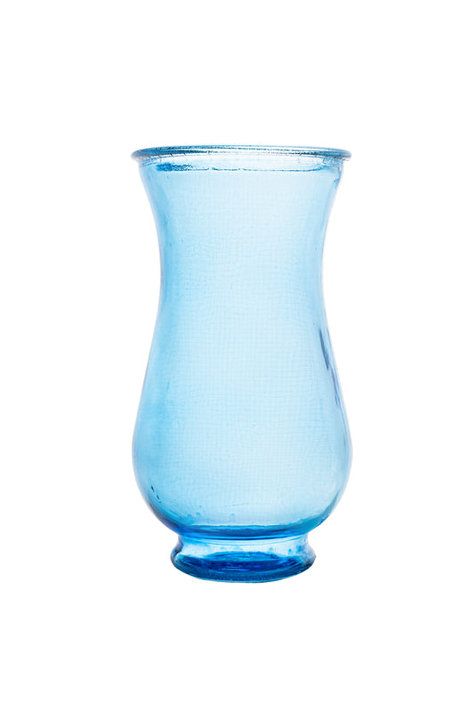8.75 Inch Blue Belly Footed Glass Vase 4.5W x 8.75H -- 24 Per Case