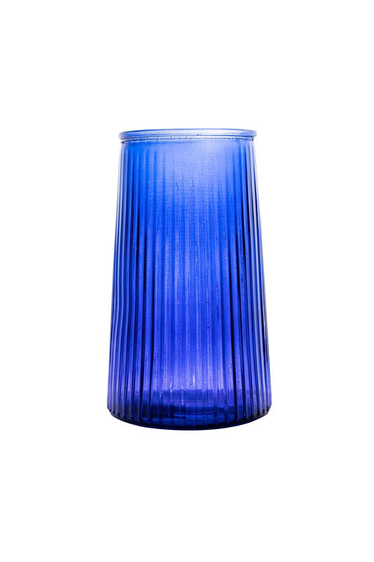 8.25 Inch Cobalt Blue Tapered Cylinder Glass Vase 4W x 8.25H -- 24 Per Case