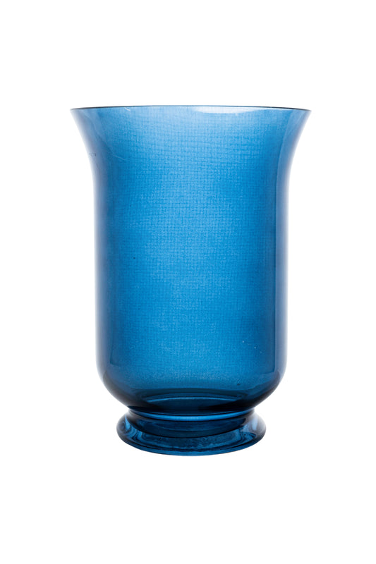 10 Inch Blue Hurricane Glass Vase 7W x 10H -- 6 Per Case