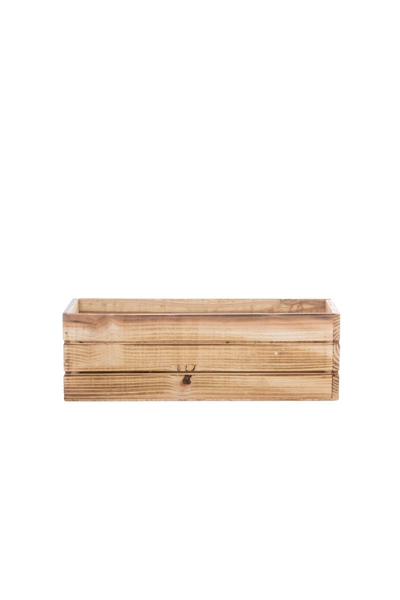 4 Inch Natural Rectangular Wooden Planter w/ Plastic Liner 12L x 4W x 4H -- 12 Per Case
