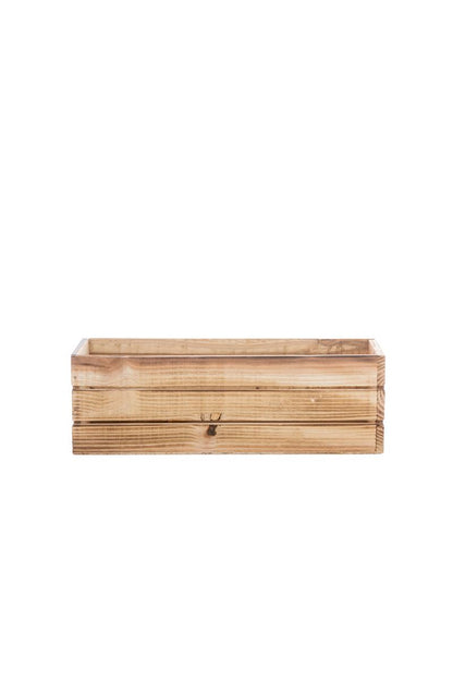 4 Inch Natural Rectangular Wooden Planter w/ Plastic Liner 12L x 4W x 4H -- 12 Per Case