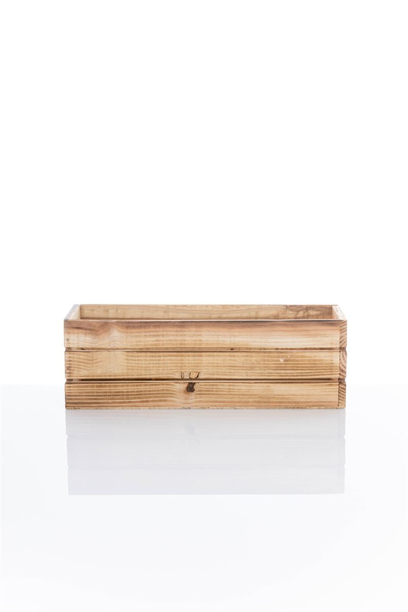 4 Inch Natural Rectangular Wooden Planter w/ Plastic Liner 12L x 4W x 4H -- 12 Per Case