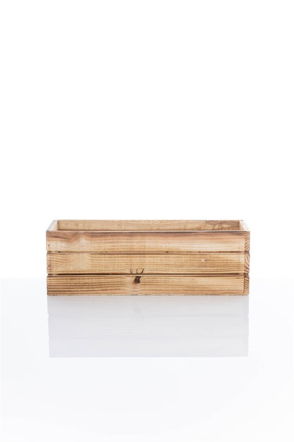 4 Inch Natural Rectangular Wooden Planter w/ Plastic Liner 12L x 4W x 4H -- 12 Per Case