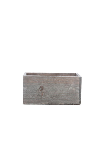 4 Inch Gray Rectangle Wooden Planter w/ Plastic Liner 8L x 4W x 4H -- 18 Per Case