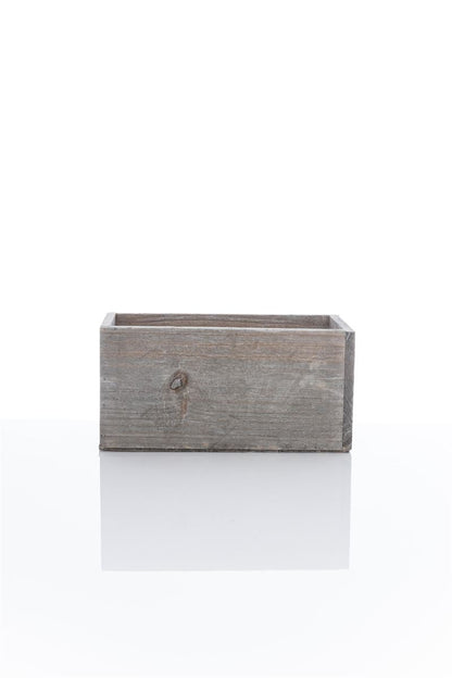 4 Inch Gray Rectangle Wooden Planter w/ Plastic Liner 8L x 4W x 4H -- 18 Per Case