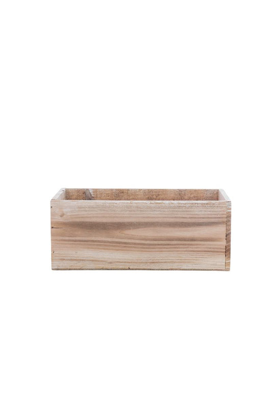 4 Inch White Rectangle Wooden Planter w/ Plastic Liner 10L x 5W x 4H -- 18 Per Case