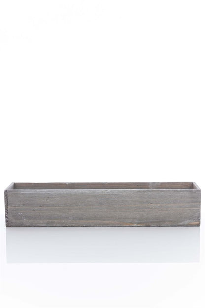 4 Inch Gray Rectangle Wooden Planter w/ Plastic Liner 20L x 4W x 4H -- 12 Per Case