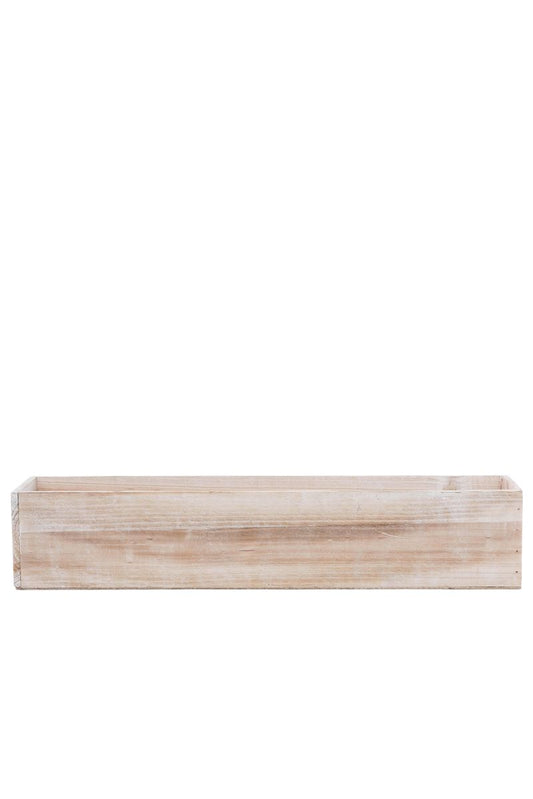 4 Inch White Rectangle Wooden Planter w/ Plastic Liner 20L x 4W x 4H -- 12 Per Case