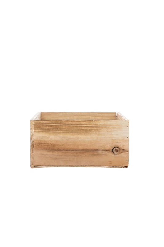 4 Inch Natural Square Wooden Planter w/ Plastic Liner 8W x 4H -- 18 Per Case
