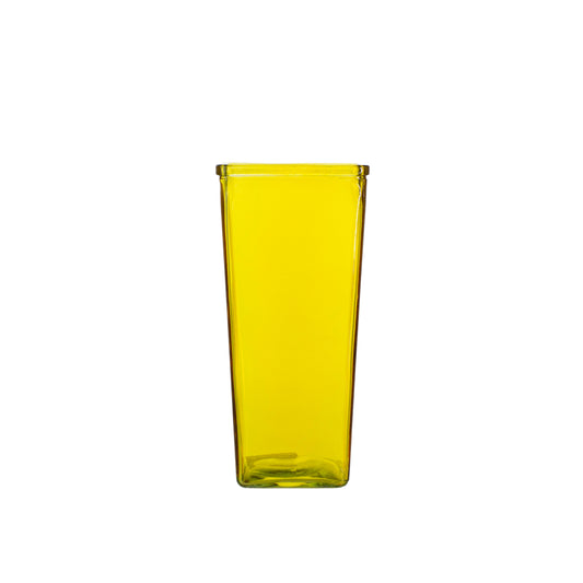 9 Inch Yellow Tapered Square Glass Vase 4W x 9H -- 12 Per Case