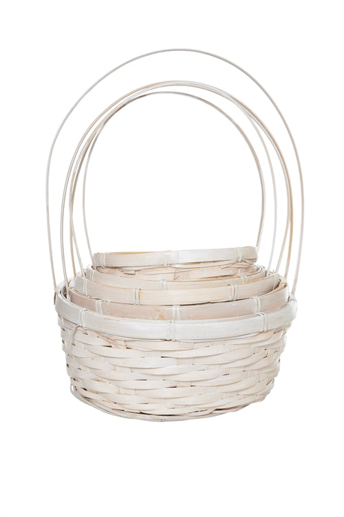 5-Piece Set Natural Wood Round Basket 10w x 5H -- 12 Per Case