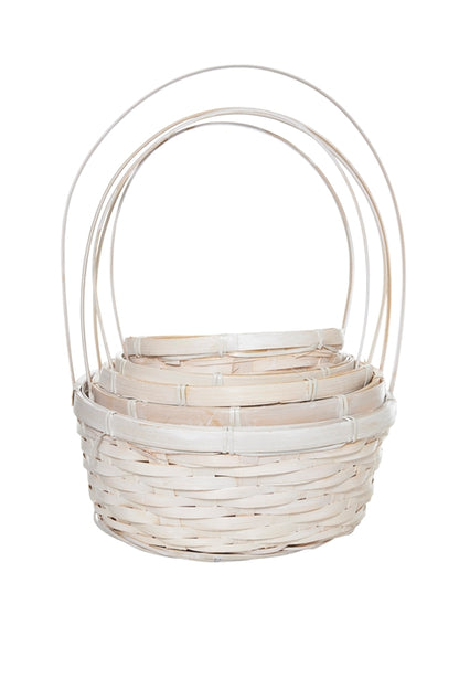 5-Piece Set Natural Wood Round Basket 10w x 5H -- 12 Per Case