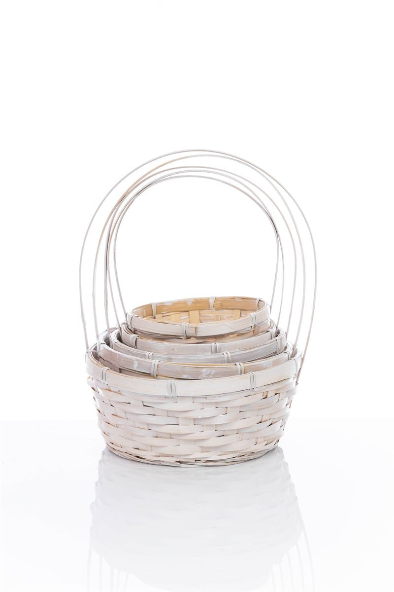 5-Piece Set Natural Wood Round Basket 10w x 5H -- 12 Per Case
