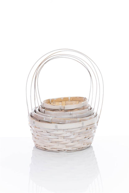 5-Piece Set Natural Wood Round Basket 10w x 5H -- 12 Per Case