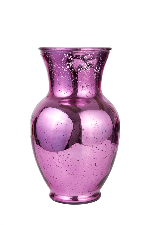 11 Inch Mercury Pink Ginger Glass Vase 5.25"W x 11"H -- 6 Per Case