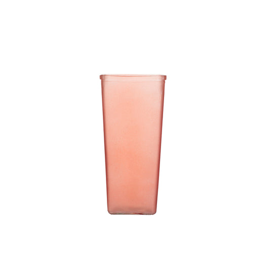 9 Inch Frosted Pink Tapered Square Glass Vase 4W x 9H -- 12 Per Case