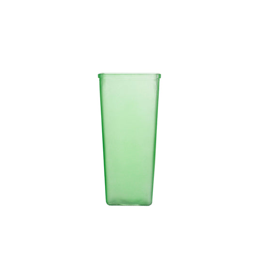 9 Inch Frosted Green Tapered Square Glass Vase 4W x 9H -- 12 Per Case