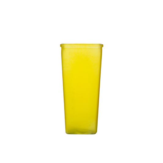 9 Inch Frosted Yellow Tapered Square Glass Vase 4W x 9H -- 12 Per Case