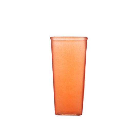 9 Inch Frosted Orange Tapered Square Glass Vase 4W x 9H -- 12 Per Case
