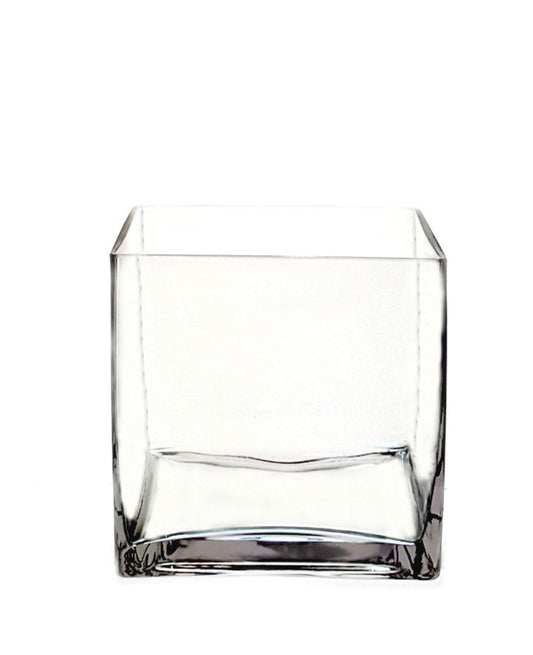 6 Inch Clear Cube Glass Vase 6"W x 6"H -- 12 Per Case