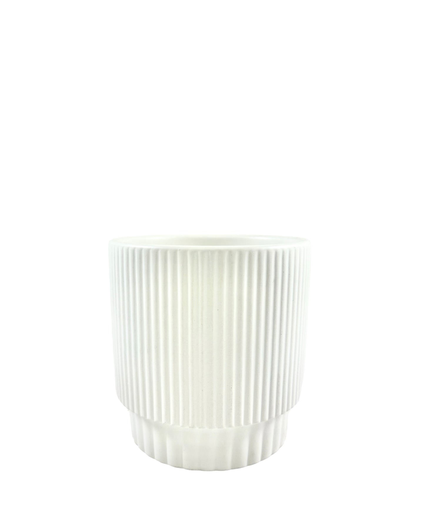 5 Inch White Round Ceramic Vase 5W x 5H -- 24 Per Case