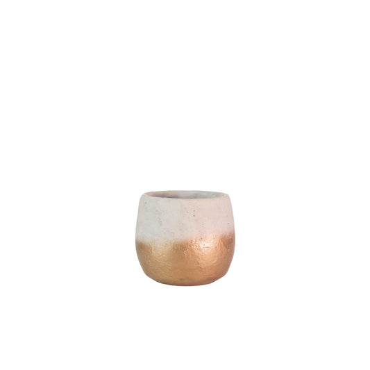 5.5 Inch Beige/Gold Bullet Cement Planter 6W X 5.5H -- 6 Per Case
