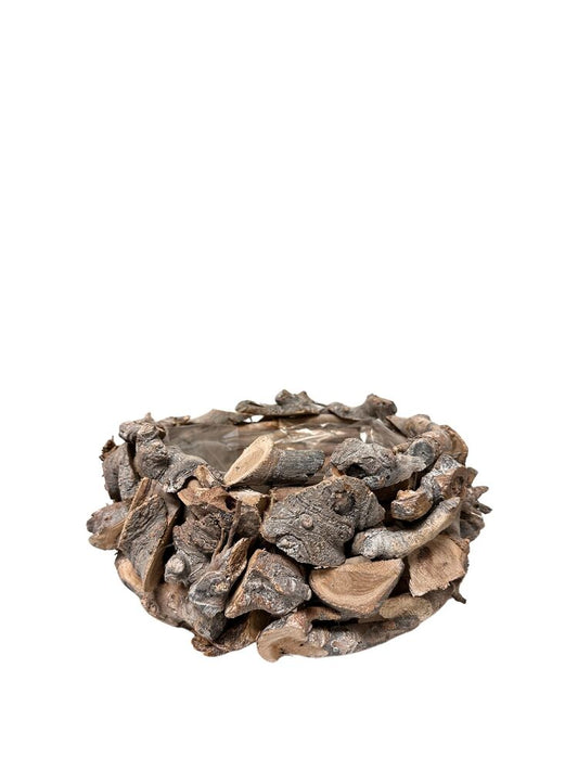 4 Inch Round Wood Planter 9W x 9L x 4H -- 16 Per Case