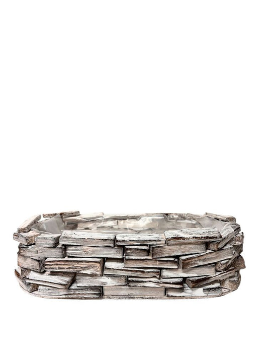 3.5 Inch White Oval Wood Basket 13L x 5W x 3.5H -- 12 Per Case