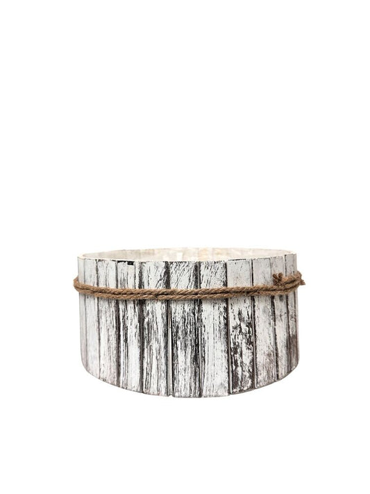 4 Inch White Round Wood Basket 6W x 4H -- 12 Per Case