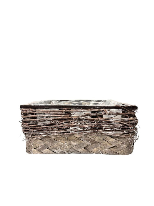 3.5 Inch Gray Square Wood Basket 6W x 3.5H -- 24 Per Case