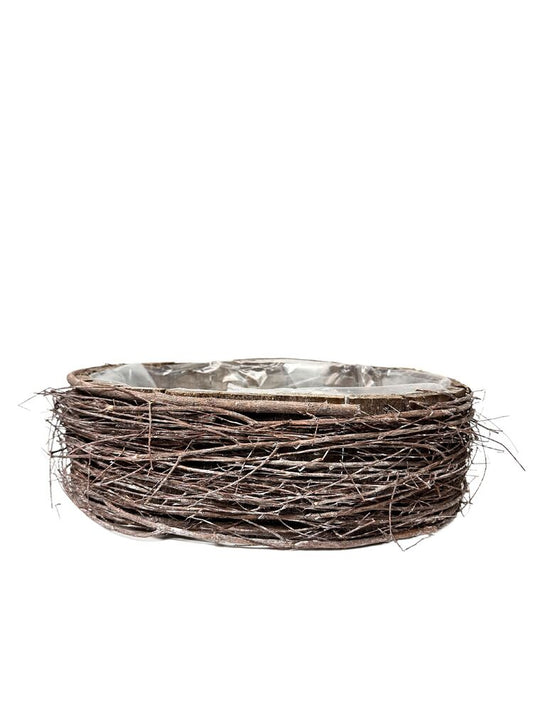 4 Inch Gray Oval Wood Basket 12L x 8W x 4H -- 12 Per Case