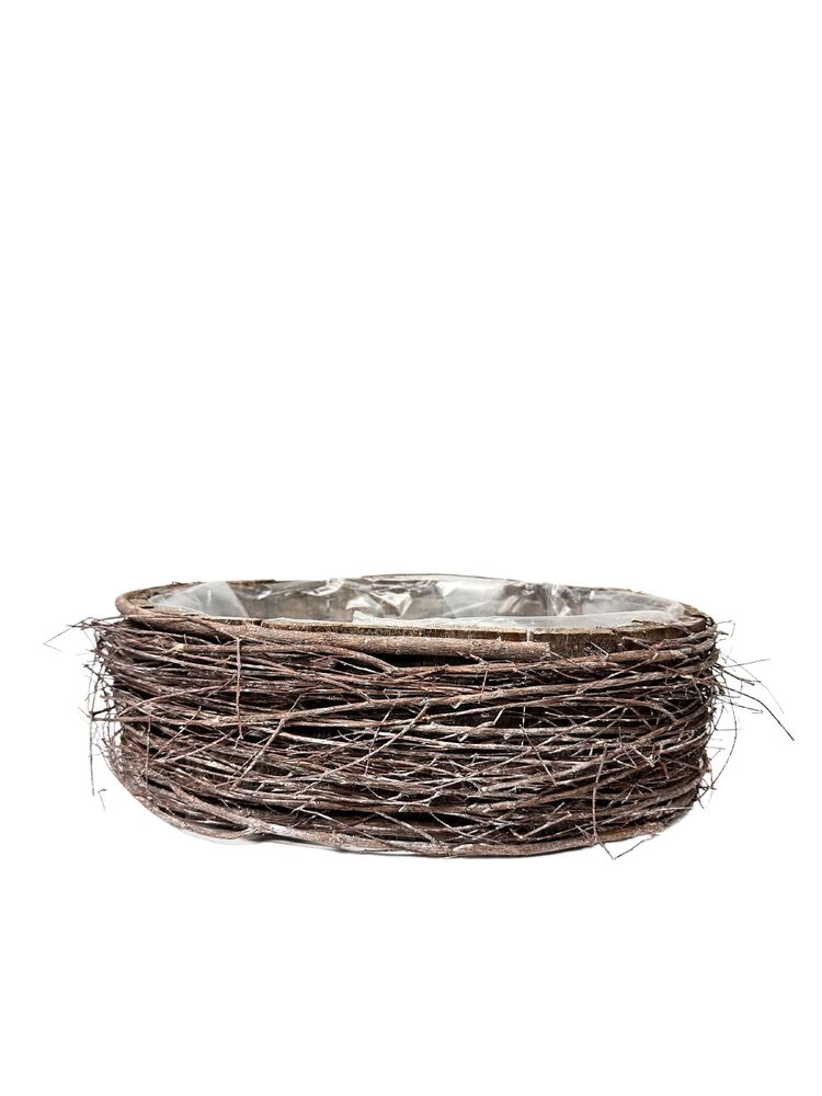 3.5 Inch Gray Oval Wood Basket 9L x 5W x 3.5H -- 24 Per Case