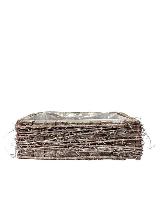 4 inch Gray Rectangle Wood Basket 12L x 8W x 4H -- 12 Per Case