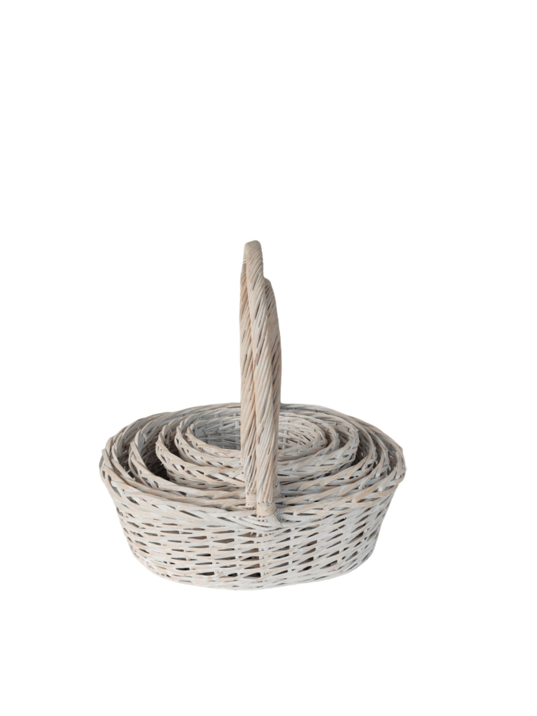 6-Piece Set Natural Oval Basket with Handle 22L x 18W x 8H  -- 4 Per Case
