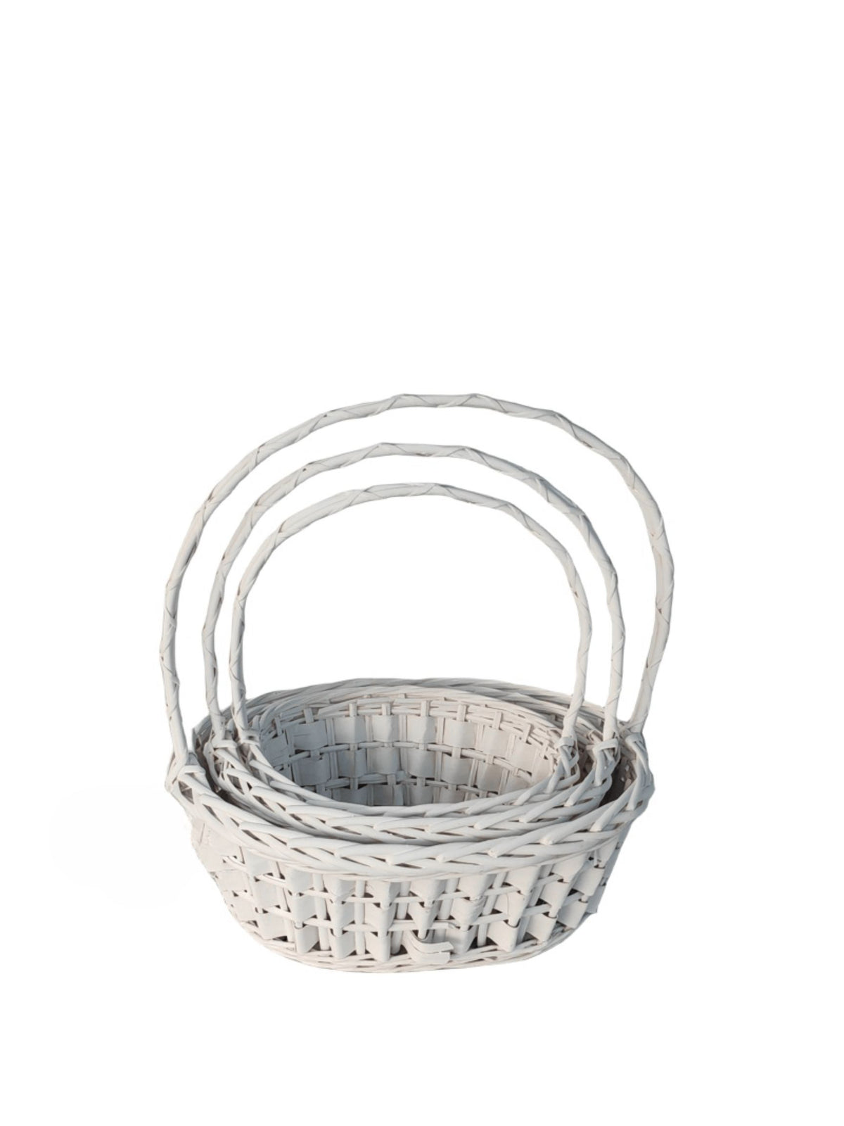 3-Piece Set White Oval Basket with Handle 16"L x 16"W x 6.5"H -- 10 Per Case