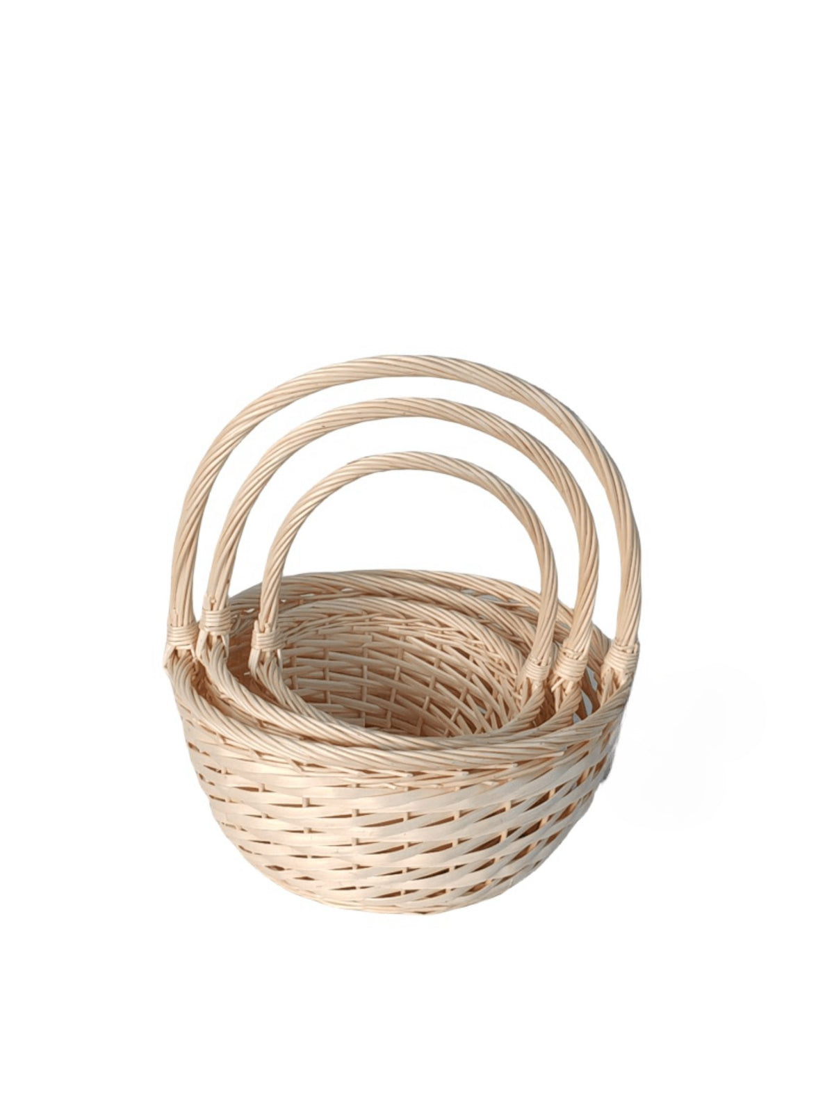 3-Piece Set Ivory Round Basket with Handle 13"W x 6"H -- 12 Per Case
