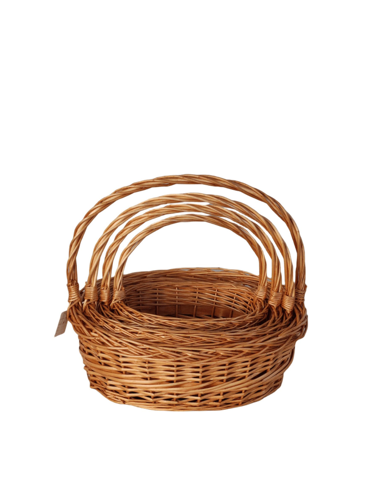 4-Piece Set Brown Oval Basket with Handle 18"L x 15"W x 7"H -- 10 Per Case