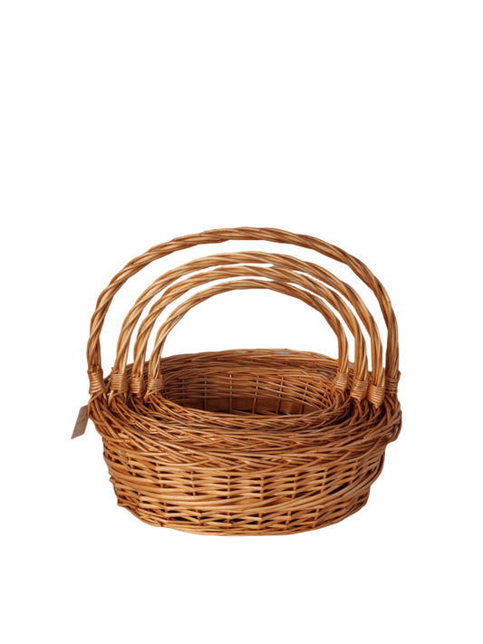 4-Piece Set Brown Oval Basket with Handle 18"L x 15"W x 7"H -- 10 Per Case
